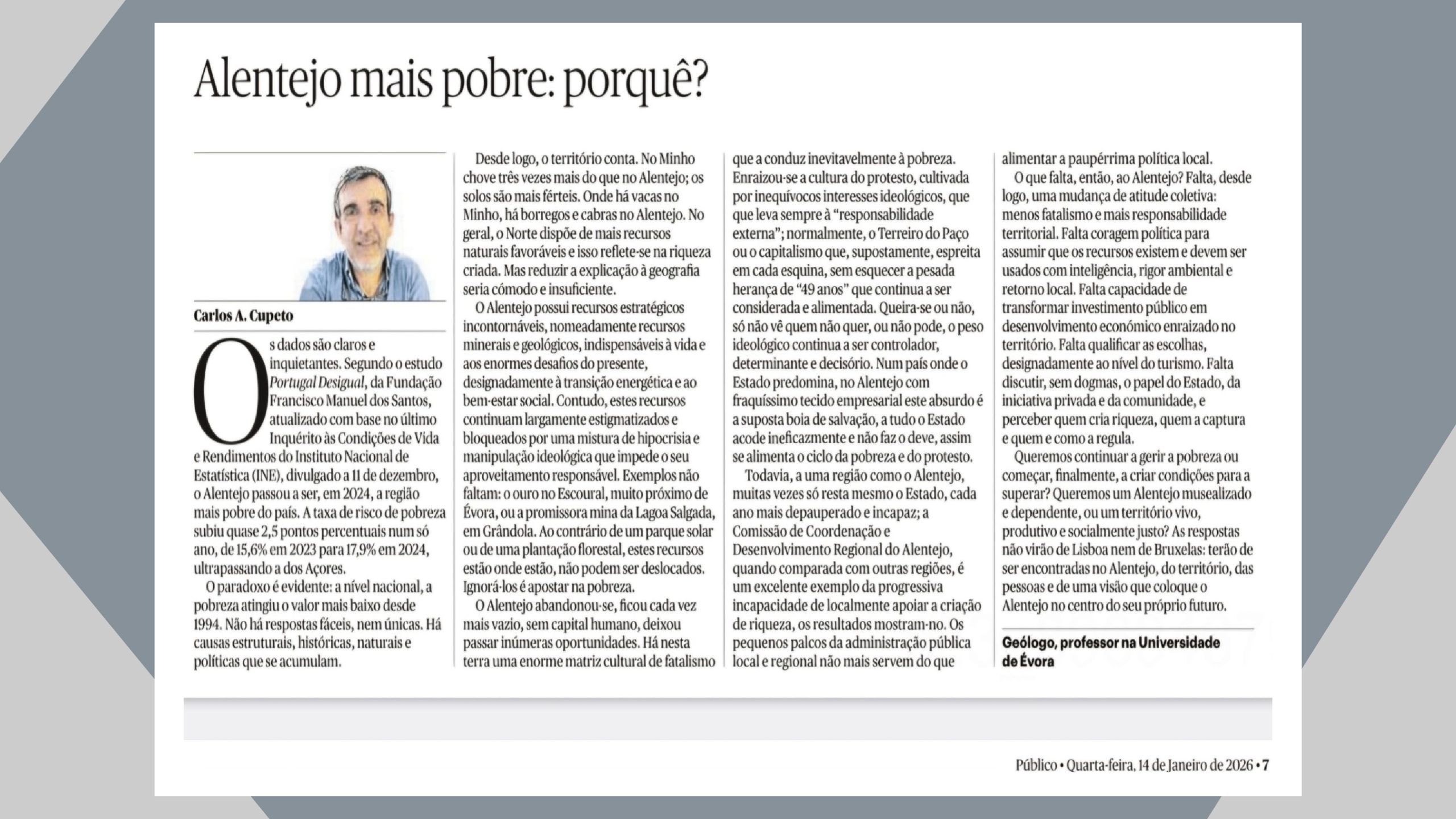 Alentejo mais pobre: porquê?
